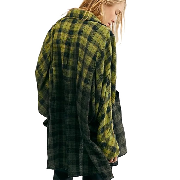 Free People / WE THE FREE You Wish XS Black Plaid Ombre Slouchy Dress | Jacket - Picture 7 of 7